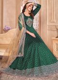 Tafeta Silk Salwar Suit in Green Enhanced with Embroidered - 2