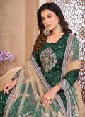 Tafeta Silk Salwar Suit in Green Enhanced with Embroidered - 3