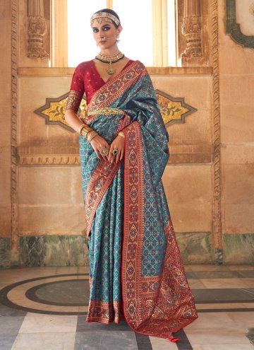 Teal Banarasi Woven Trendy Saree for Ceremonial