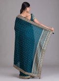 Teal Classic Designer Saree in Art Dupion Silk with Embroidered - 2