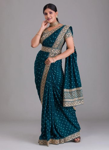 Teal Classic Designer Saree in Art Dupion Silk wit
