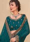 Teal color Embroidered Art Silk Contemporary Saree - 1