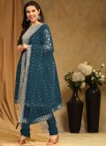 Teal color Embroidered Faux Georgette Salwar Suit - 2
