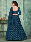 Teal color Georgette A Line Lehenga Choli with Embroidered - 1