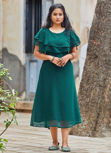 Teal color Georgette Designer Kurti with Ruffle