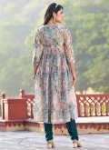 Teal color Georgette Trendy Salwar Suit with Digital Print - 1