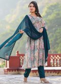 Teal color Georgette Trendy Salwar Suit with Digital Print - 2
