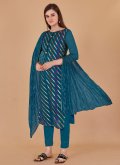 Teal color Lace Jacquard Salwar Suit - 2