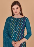 Teal color Lace Jacquard Salwar Suit - 3