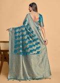Teal color Woven Banarasi Classic Designer Saree - 1