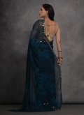 Teal Contemporary Saree in Georgette with Mirror Work - 2