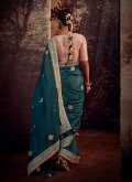 Teal Fancy Fabric Border Trendy Saree for Engagement - 2