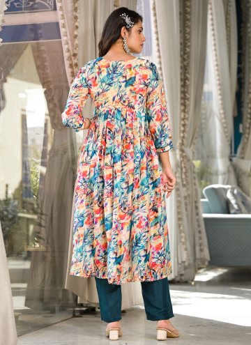Teal Georgette Digital Print Salwar Suit for Ceremonial