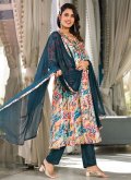 Teal Georgette Digital Print Salwar Suit for Ceremonial - 2