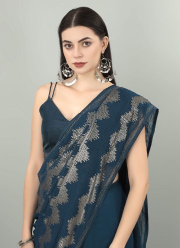Teal Georgette Embroidered Contemporary Saree for Ceremonial