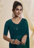 Teal Georgette Embroidered Contemporary Saree for Ceremonial - 1