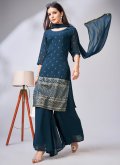 Teal Georgette Embroidered Salwar Suit - 2