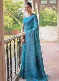 Teal Handloom Silk Woven Designer Saree for Ceremonial - 3