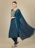 Teal Silk Blend Embroidered Salwar Suit - 1