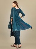 Teal Silk Blend Embroidered Salwar Suit - 2