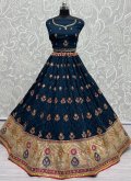 Teal Silk Embroidered Designer Lehenga Choli for Reception - 1