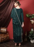 Teal Silk Embroidered Pant Style Suit for Ceremonial - 3