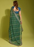 Teal Trendy Saree in Chiffon with Border - 2