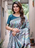 Teal Trendy Saree in Kanjivaram Silk with Woven - 1