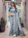 Teal Trendy Saree in Kanjivaram Silk with Woven - 3