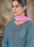 Teal Viscose Embroidered Trendy Suit for Ceremonial - 1