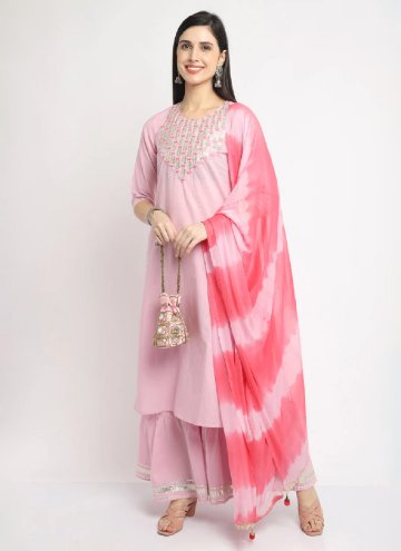 Thread Cotton  Pink Palazzo Suit