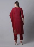 Thread Work Cotton  Maroon Salwar Suit - 2