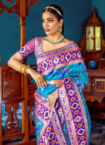 Turquoise Banarasi Woven Classic Designer Saree for Engagement