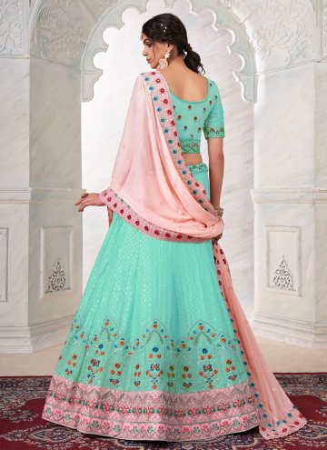 Turquoise color Georgette Designer Lehenga Choli with Dori Work