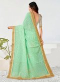 Turquoise color Georgette Trendy Saree with Embroidered - 2
