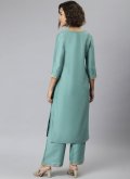 Turquoise color Poly Silk Trendy Salwar Suit with Plain Work - 3