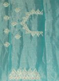 Turquoise color Silk Classic Designer Saree with Embroidered - 2