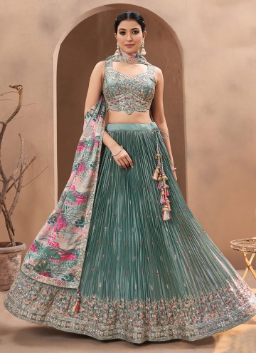 Turquoise color Silk Readymade Lehenga Choli with 