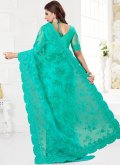 Turquoise Net Embroidered Classic Designer Saree for Ceremonial - 2