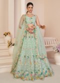 Turquoise Net Embroidered Designer Lehenga Choli - 3