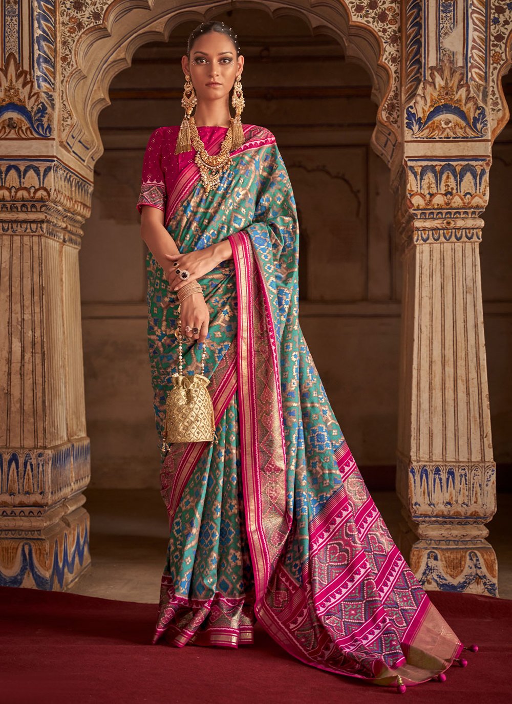 Turquoise Patola Silk Woven Classic Designer Saree