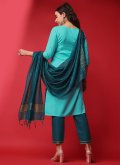Turquoise Salwar Suit in Rayon with Embroidered - 3