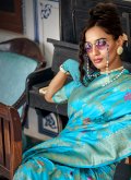 Turquoise Silk Woven Classic Designer Saree - 1