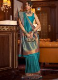 Turquoise Trendy Saree in Handloom Silk with Woven - 1