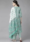 Turquoise Trendy Suit in Cotton  with Printed - 1