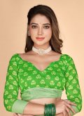 Tussar Silk Casual Saree in Green Enhanced with Printed - 1