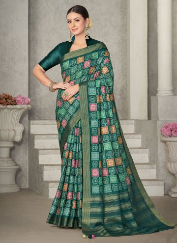 Tussar Silk Classic Designer Saree in Green Enhanced with Embroidered