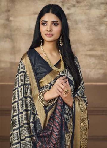 Tussar Silk Classic Designer Saree in Multi Colour Enhanced with Digital Print