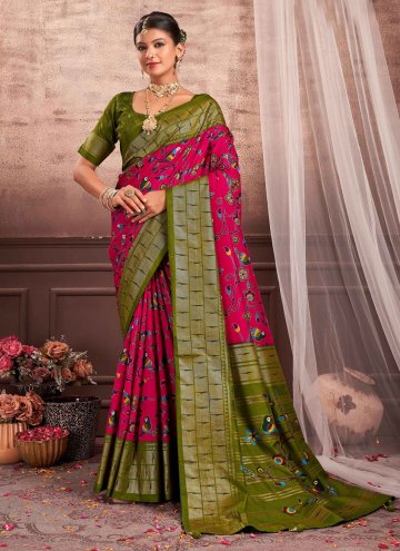 Tussar Silk Classic Designer Saree in Pink Enhance