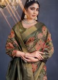 Tussar Silk Contemporary Saree in Grey Enhanced with Embroidered - 1